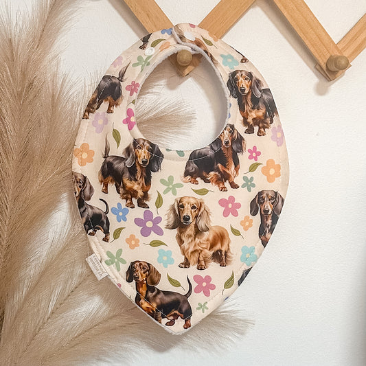Floral Dachshund Bibs