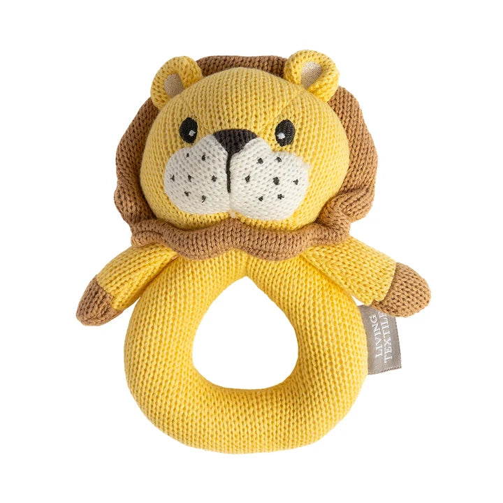 Knitted Ring Rattle - Leo the Lion