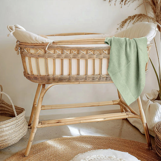 Cotton Classic Knit Baby Blanket - Willow Green