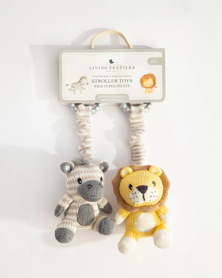 2 Pack Stroller Toys - Zebra & Lion