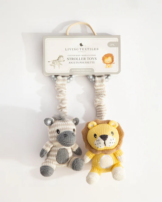 2 Pack Stroller Toys - Zebra & Lion