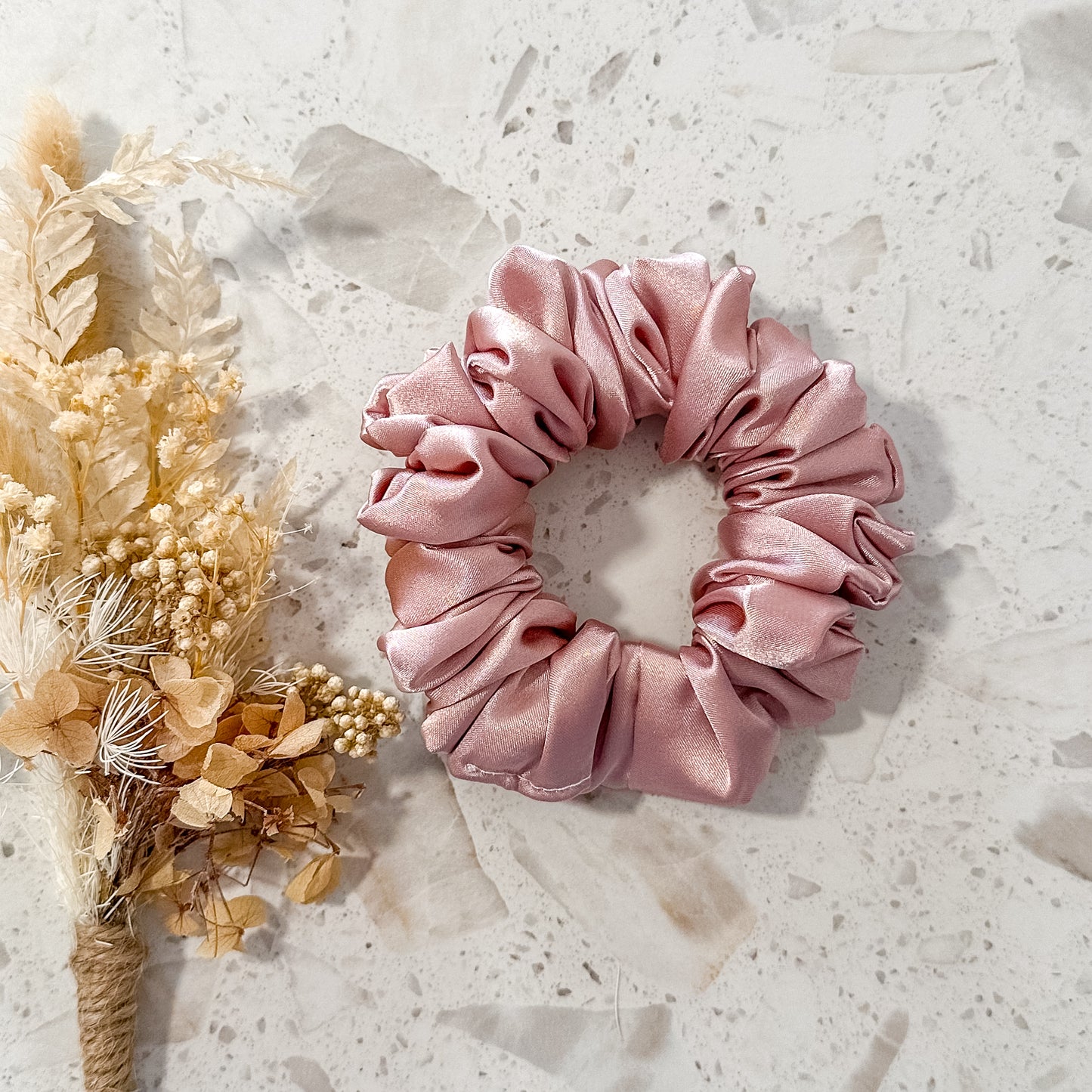 Satin Mini Scrunchies | Opal Pink