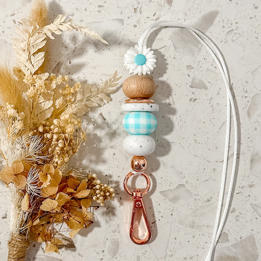 Gingham Bliss Lanyard | Aqua