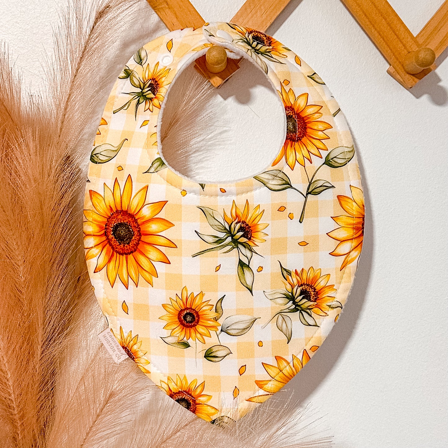 Gingham Sunflower Bibs