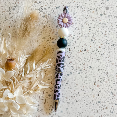 Lilac Daisy Leopard Pen