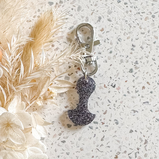 Black Glitter Trolley Token | Silver Hardware