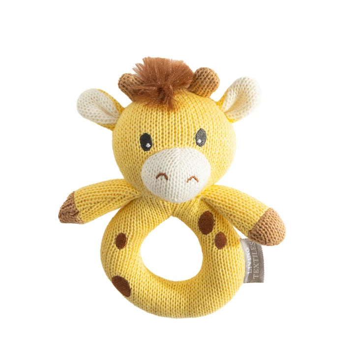 Knitted Ring Rattle - Noah the Giraffe