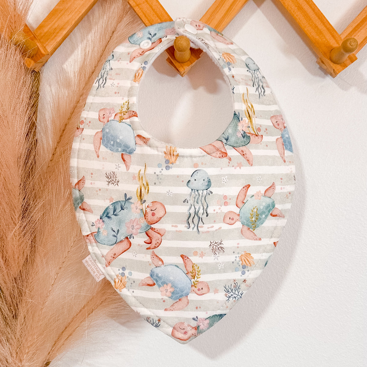 Turtle Stripe Bibs