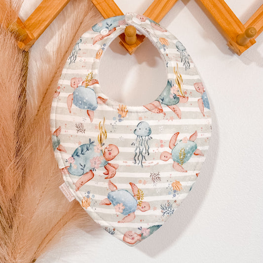 Turtle Stripe Bibs