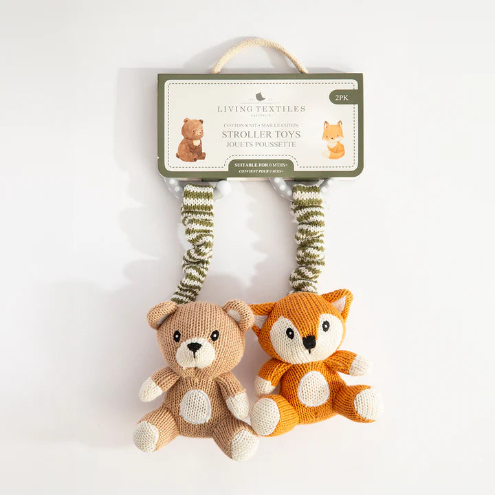 2 Pack Stroller Toys - Bear & Fox