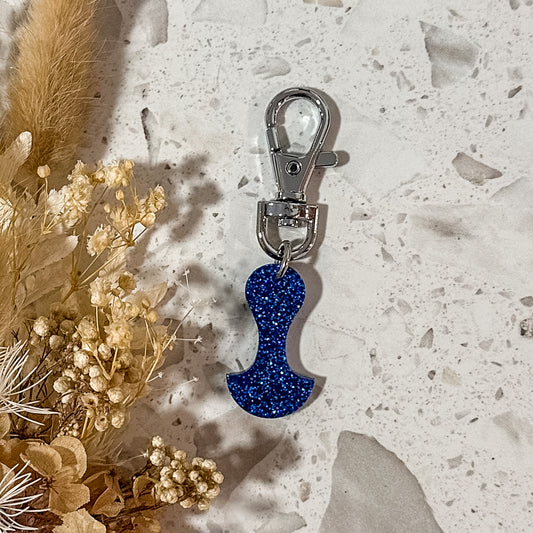 Royal Blue Glitter Trolley Token | Silver Hardware