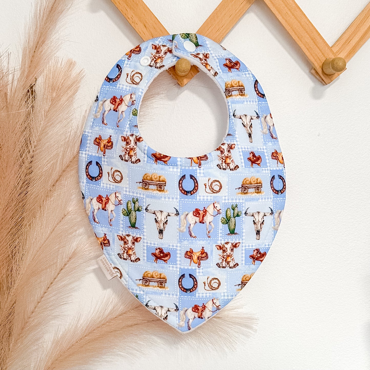 Western Patchwork Bibs | Blue