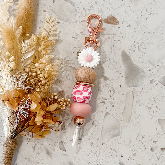 Daisy Keyring | Pink Leopard Hex