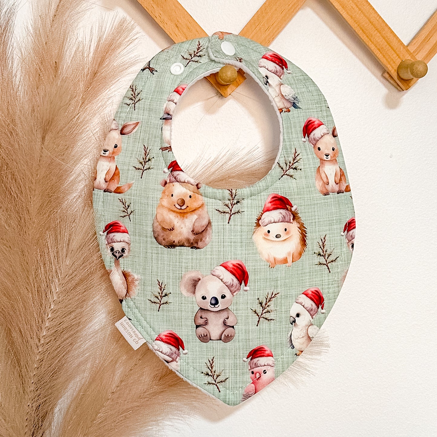 Christmas Aussie Animal Bibs - Green