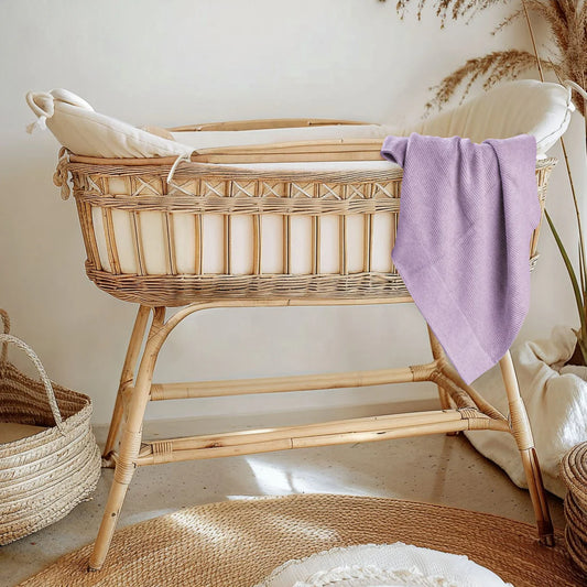 Cotton Classic Knit Baby Blanket -  Lilac