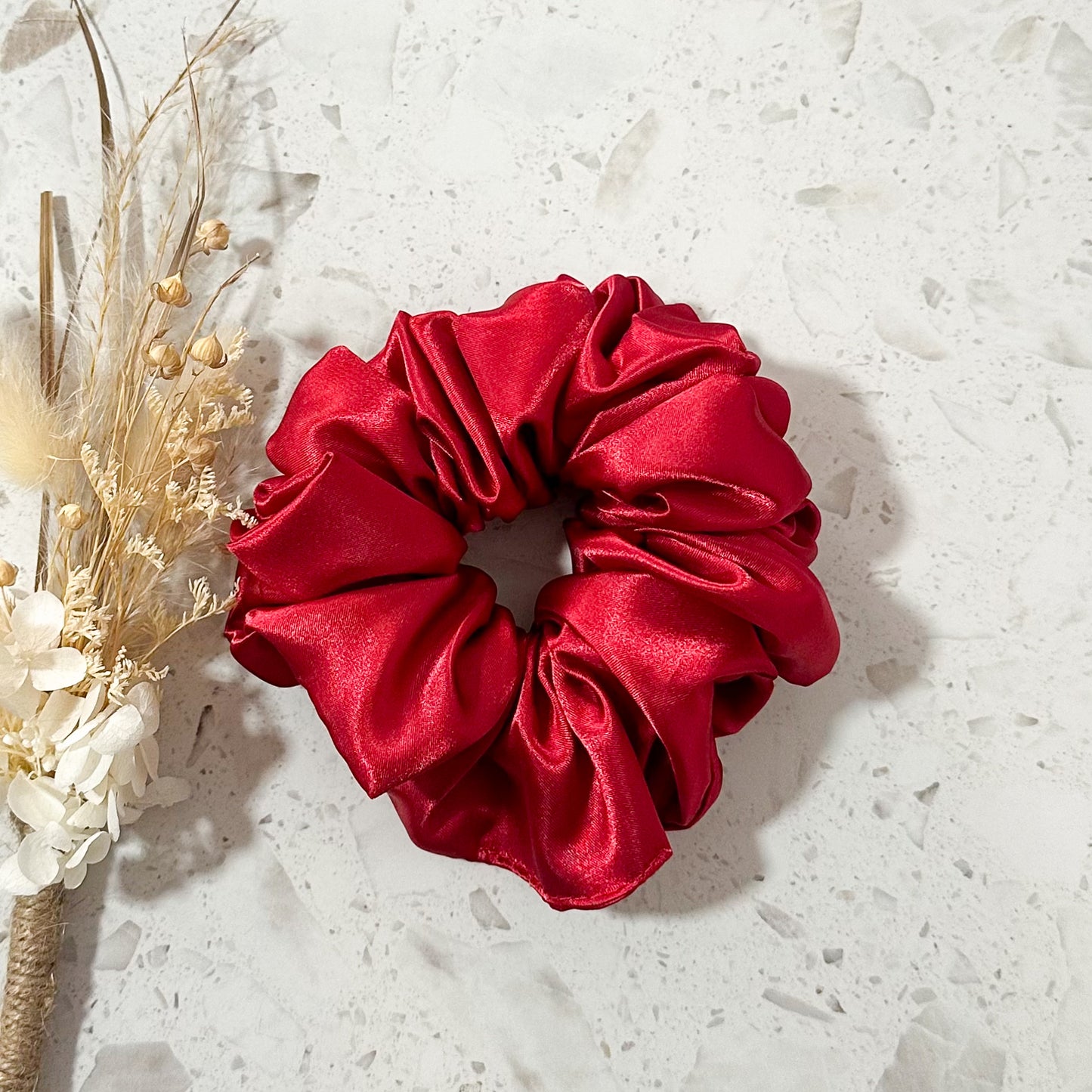 Luxe Satin Scrunchies | Ruby Red
