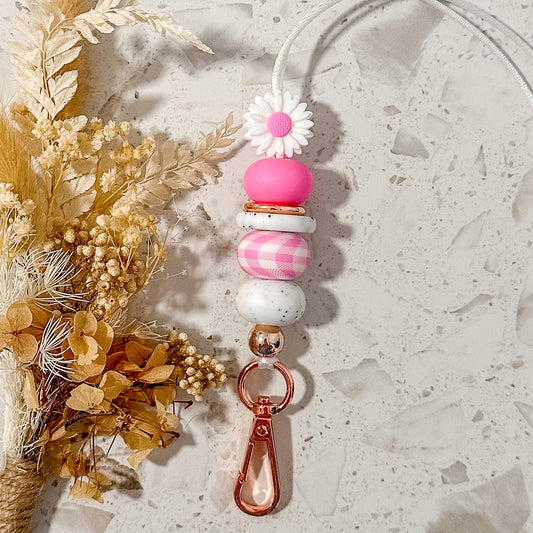 Gingham Bliss Lanyard | Pink