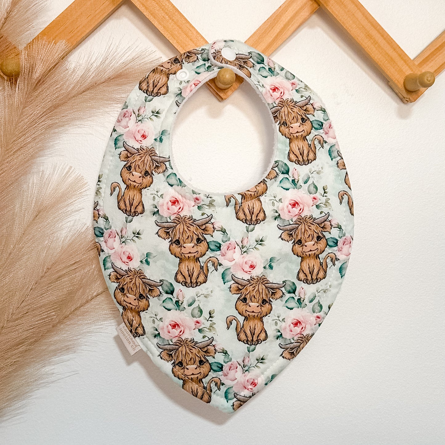 Highland Cow Bibs | Floral Blue