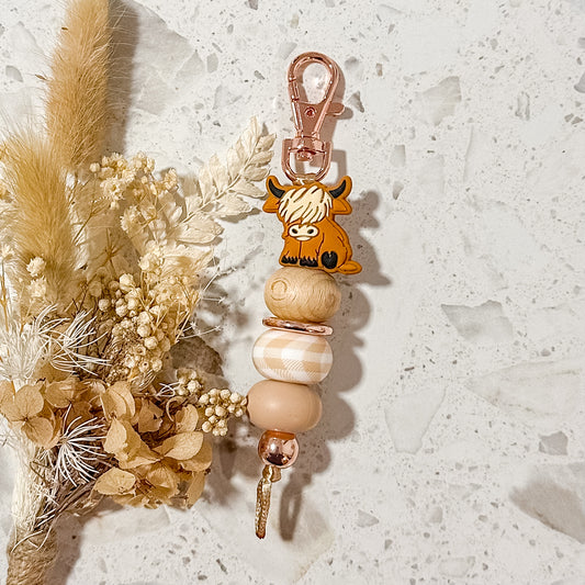 Highland Cow Keyring | Boho Gingham