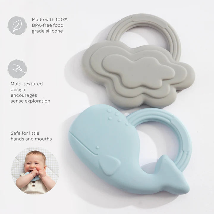 2 Pack Silicone Teether - Whale & Cloud