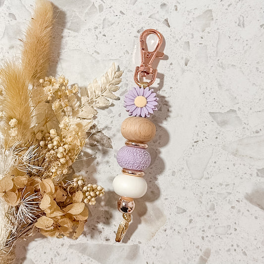 Embossed Daisy Keyring | Lilac