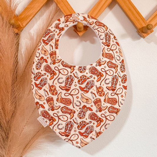 Cowboy Boot Bibs | Beige