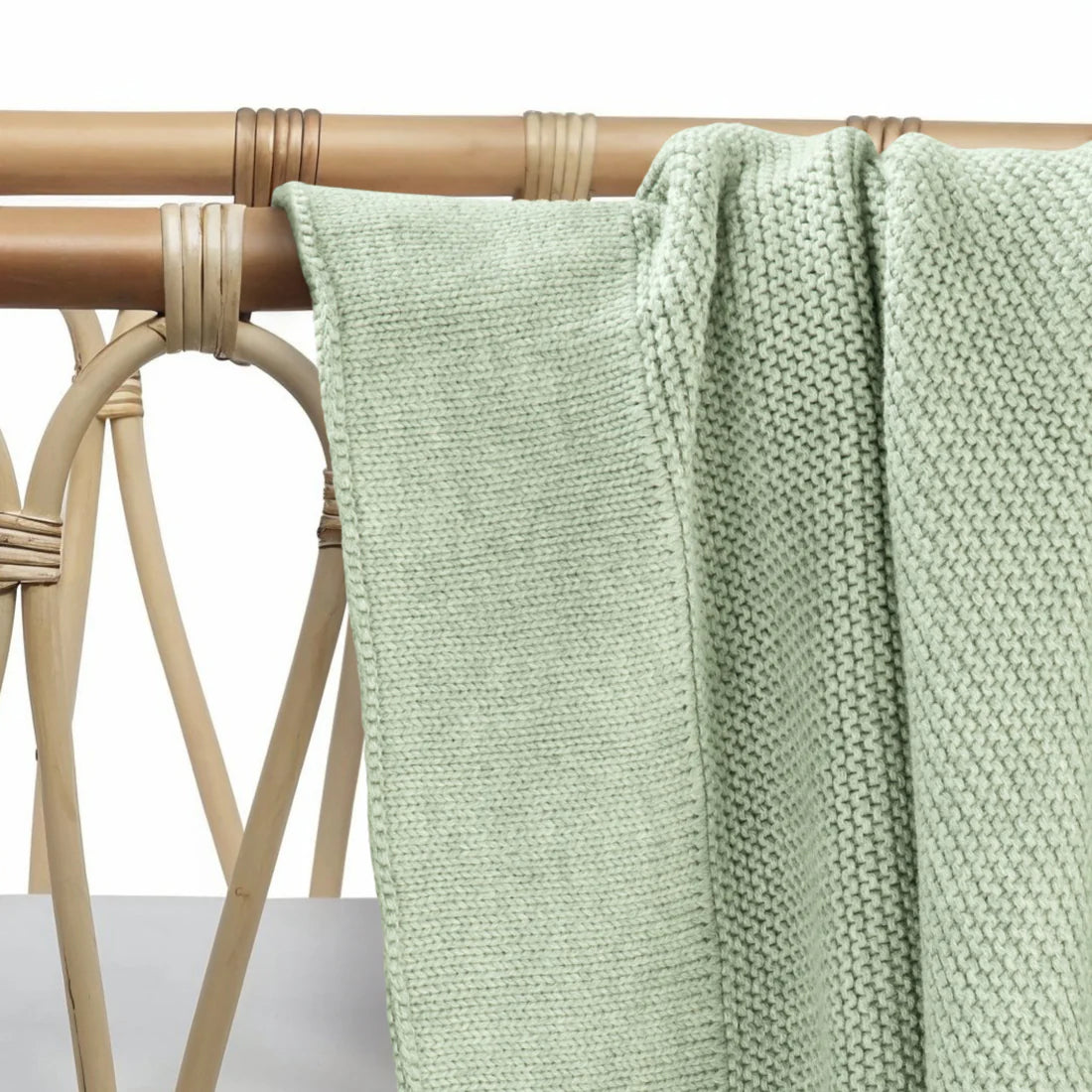 Cotton Classic Knit Baby Blanket - Willow Green