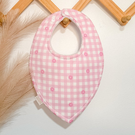 Gingham Daisy Bibs | Pink
