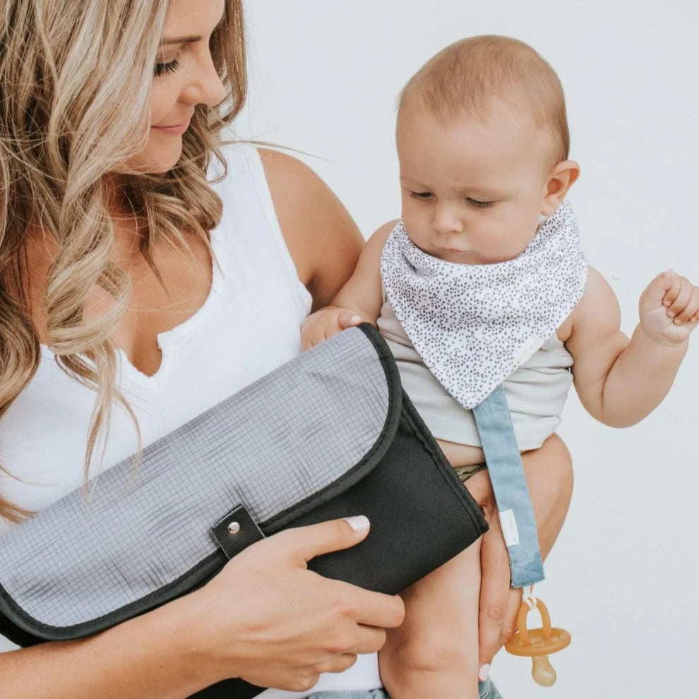 Nappy Baby Change Mat Travel Clutch | Gridlock Grey
