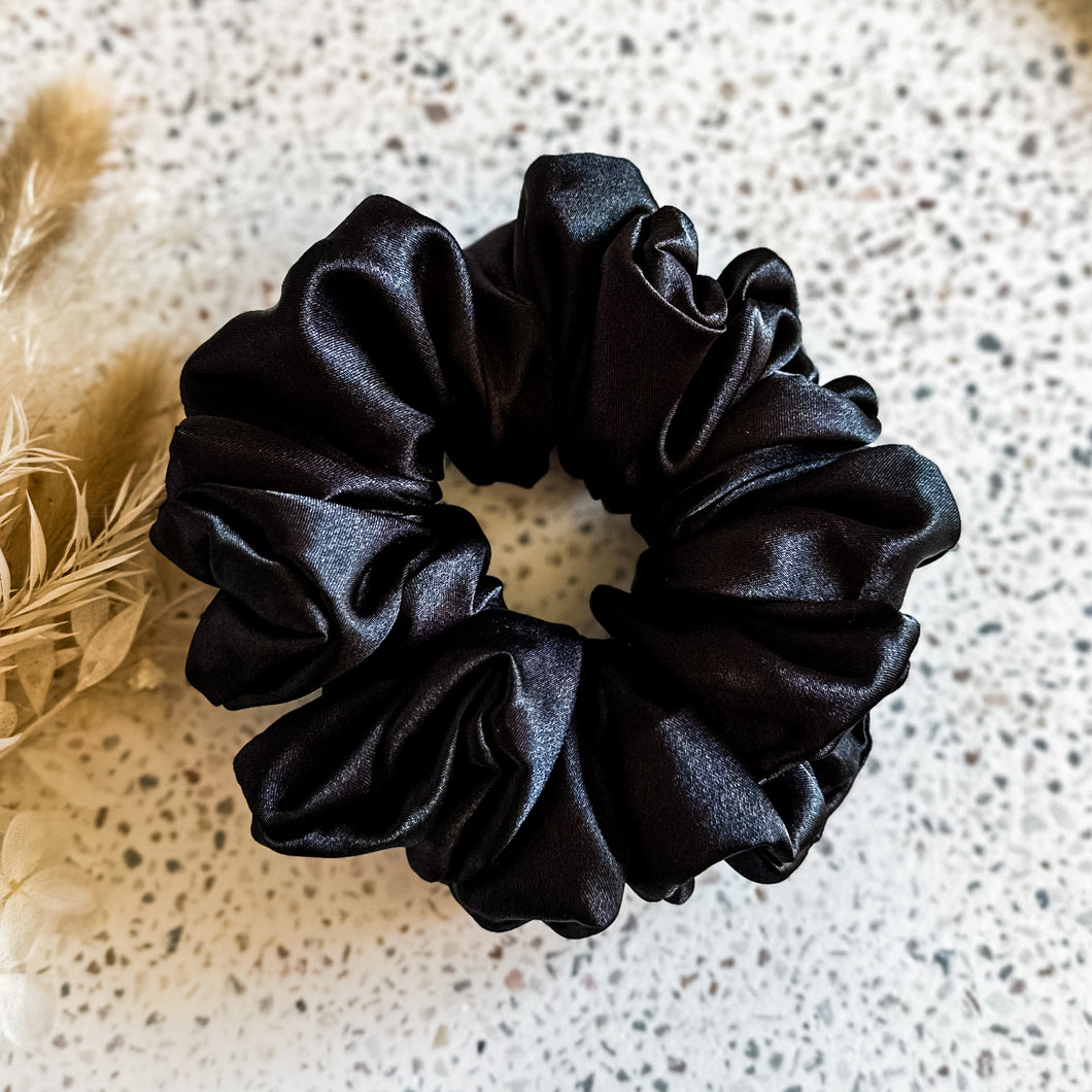 Luxe Satin Scrunchies | Black