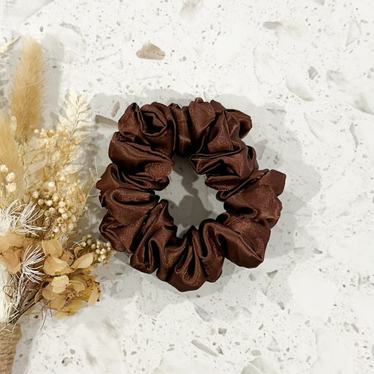 Satin Mini Scrunchies | Chocolate