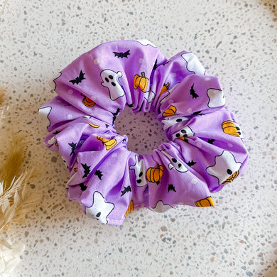 Luxe Halloween Scrunchies | Cute Spooky Ghosts Lilac