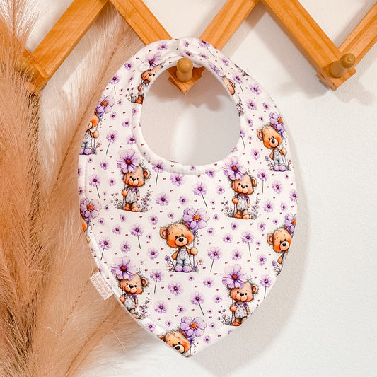 Floral Bear Bibs | White