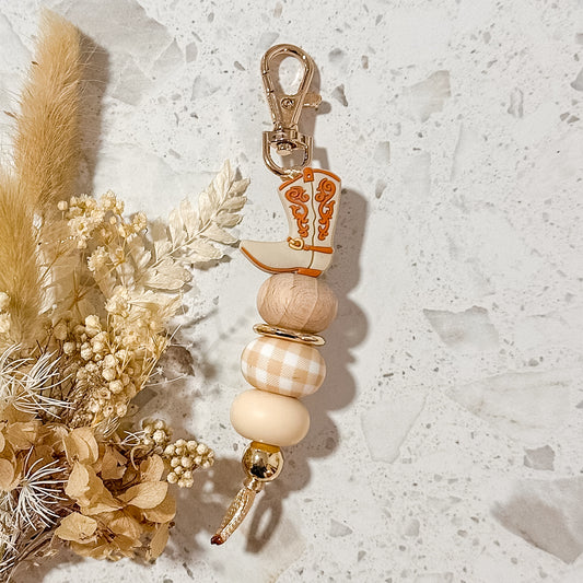 Cowboy Boot Keyring | Cream