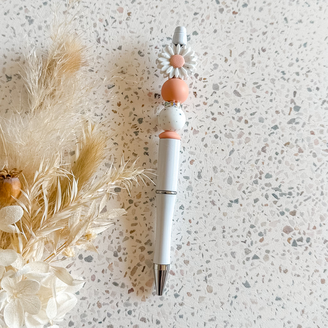 Speckled Peach Daisy Pen