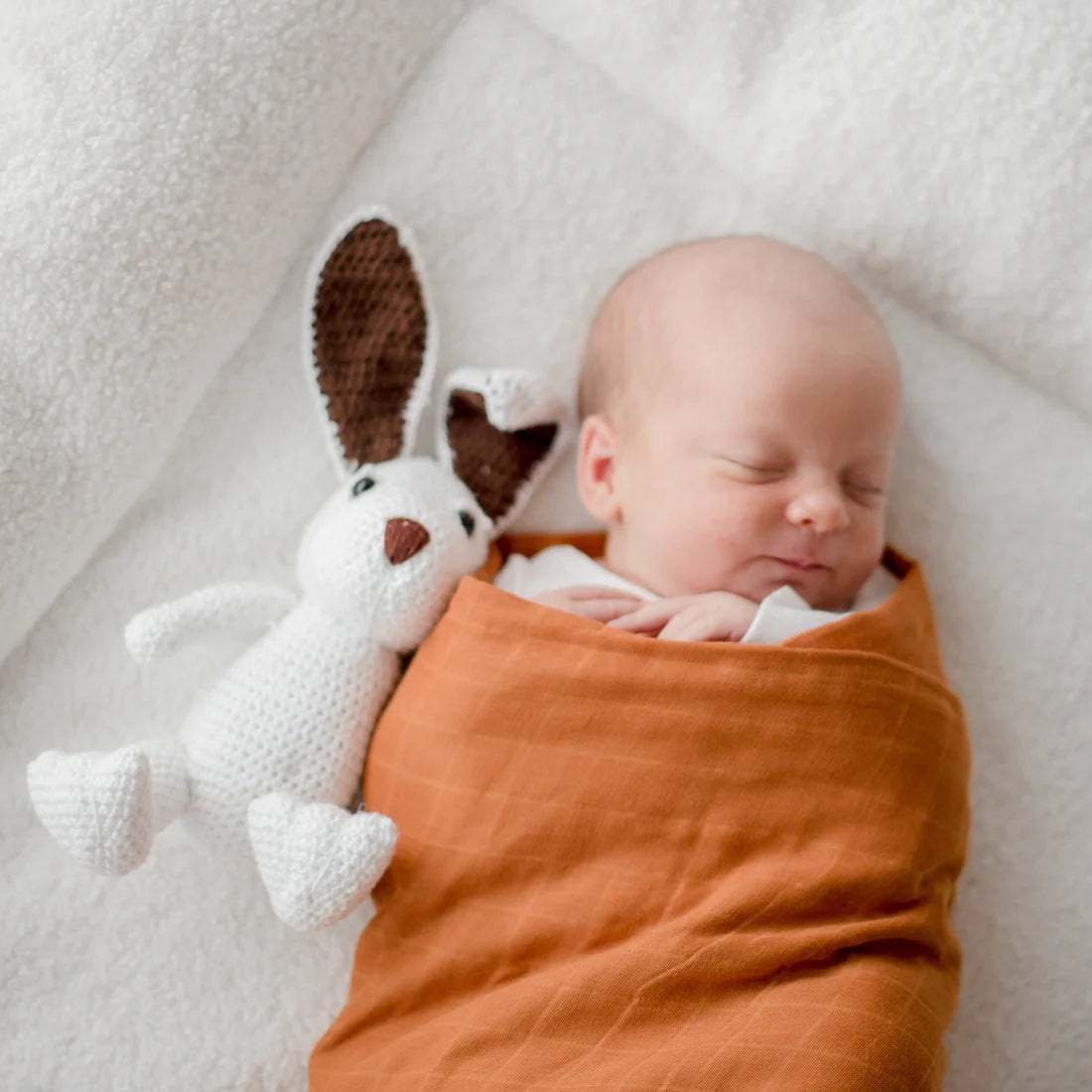 Organic Cotton Muslin Swaddle Wrap - Savannah Rust
