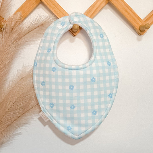 Gingham Daisy Bibs | Blue