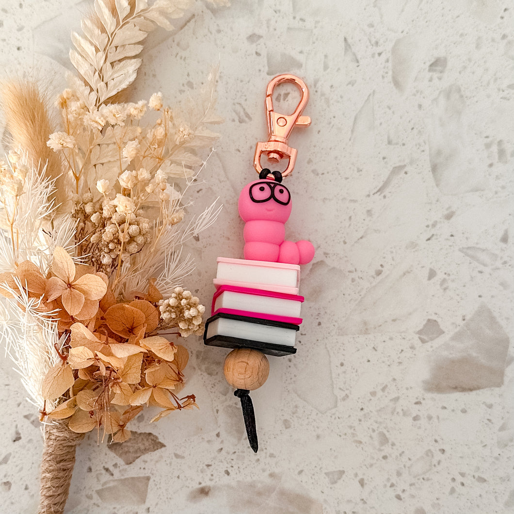 Book Worm Keyring | Pink