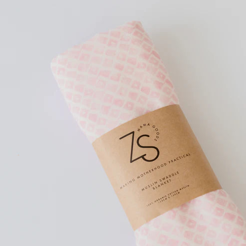 Organic Cotton Muslin Swaddle Wrap - Rose Geometry
