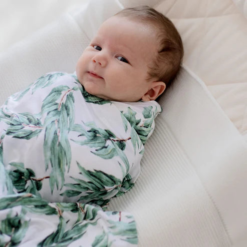 Stretchy Swaddle Baby Wrap - Blue Gum Leaf