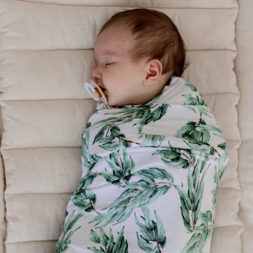 Stretchy Swaddle Baby Wrap - Blue Gum Leaf