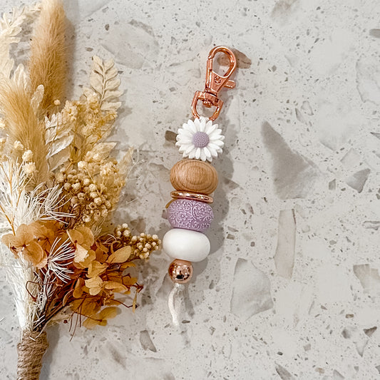 Daisy Keyring | Embossed Lilac