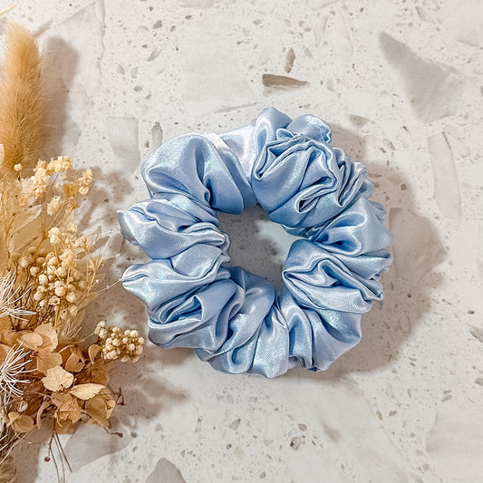 Mini Satin Scrunchies | Light Blue