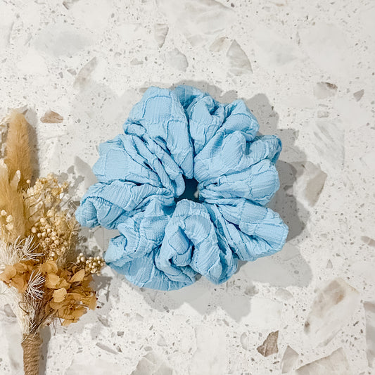Textured Blue Luxe Scrunchies