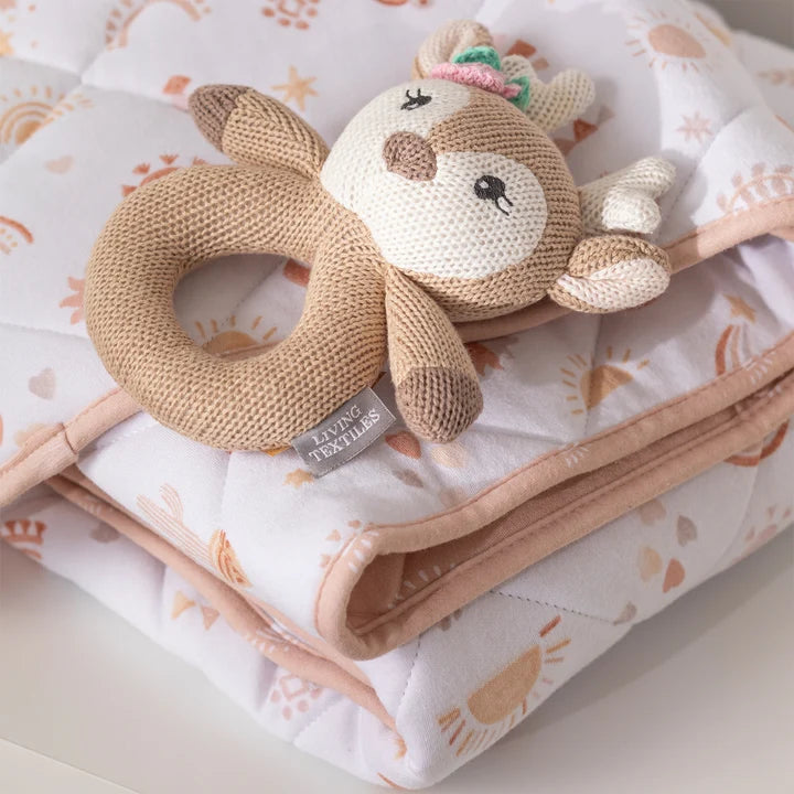 Knitted Ring Rattle - Ava the Fawn