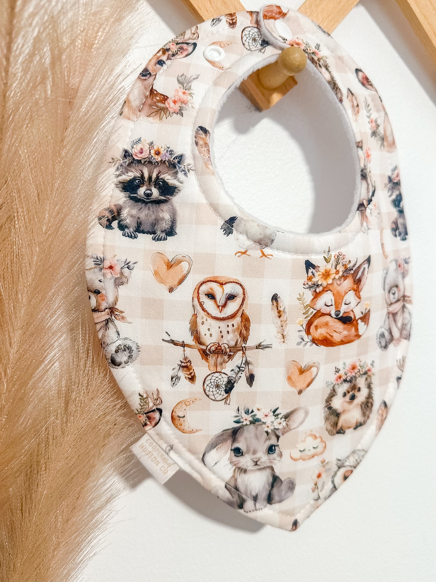 Woodland Animal Bibs | Gingham