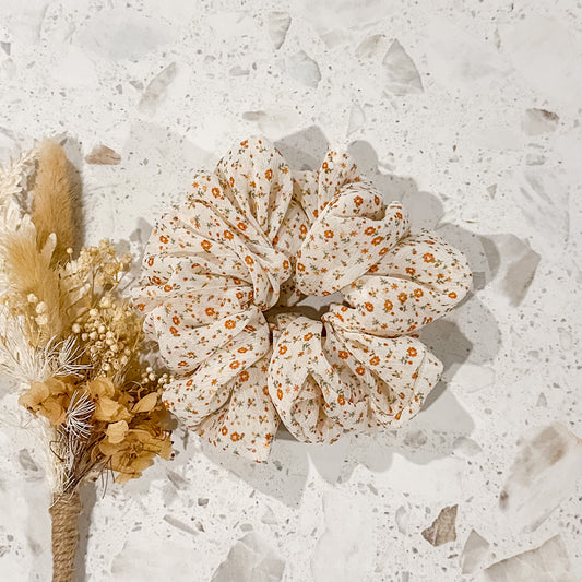 Neutral Floral Luxe Scrunchies