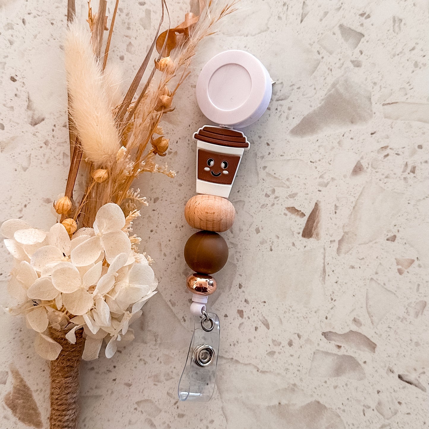 Coffee Cup Badge Reel | Chocolate