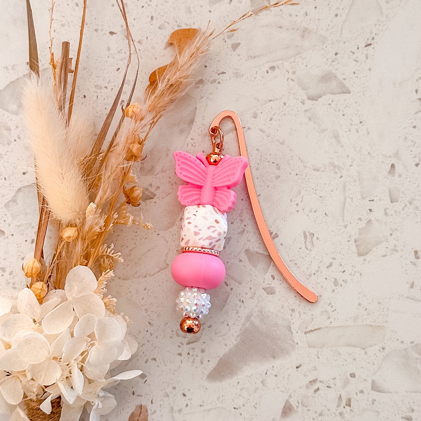 Silicone Bead Book Mark | Butterfly | Hot Pink