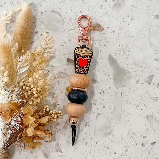 Coffee Cup Keyring | Neutral